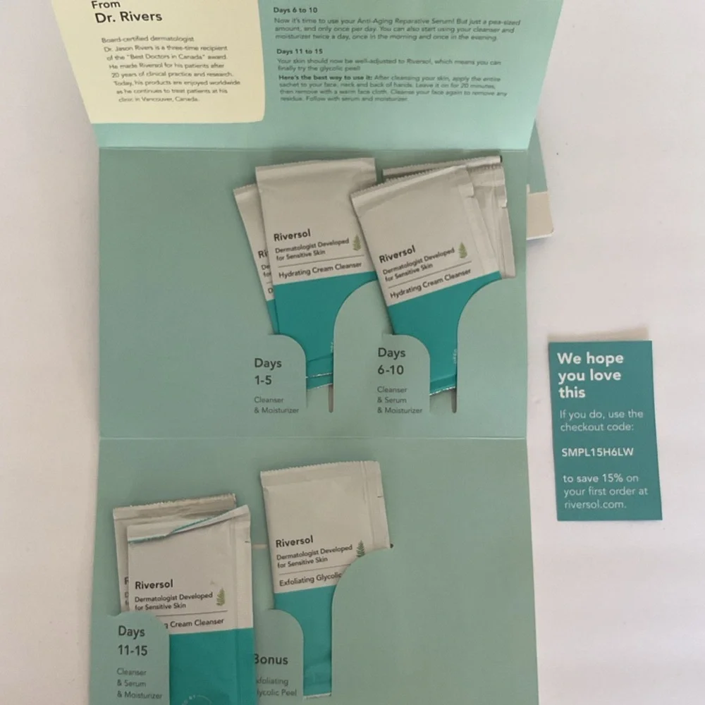 Riversol 15 Day 9 piece Anti Aging Sample Kits Lot of 2